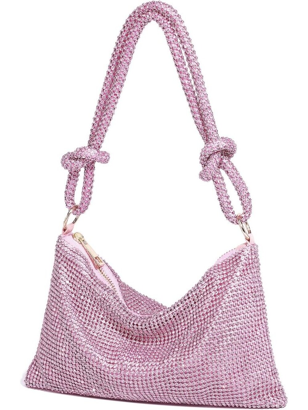 👜Women's Pink Sparkly Rhinestone Evening Clutch Shoulder Bag Dressy Purse